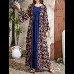 ⁦فستان سموك طباعة بيزلي اكمام على شكل بوق مقاس كبير⁩ - الصورة ⁦2⁩