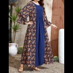 ⁦فستان سموك طباعة بيزلي اكمام على شكل بوق مقاس كبير⁩ - الصورة ⁦4⁩