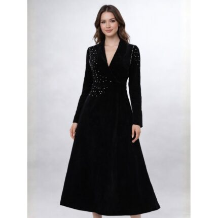 فستان ستاتي لون اسود