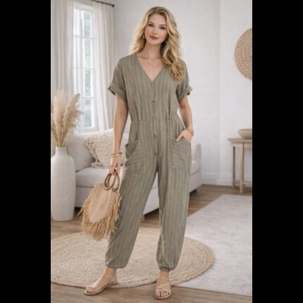 افرهول ستاتي مع رباط وسط لون زيتي