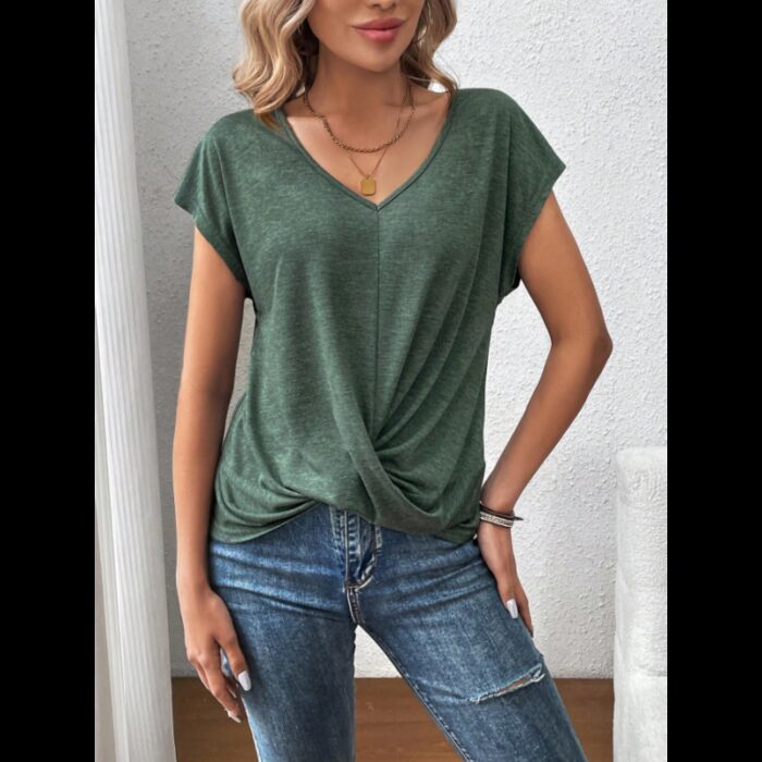 ⁦تيشيرت بنص كم للنساء لون اسود⁩ - الصورة ⁦3⁩