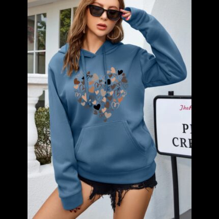 هودي للنساء لون ازرق بترولي