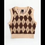 بلوزة كت نسائية لون بني وبيج