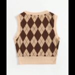 ⁦بلوزة كت نسائية لون بني وبيج⁩ - الصورة ⁦2⁩