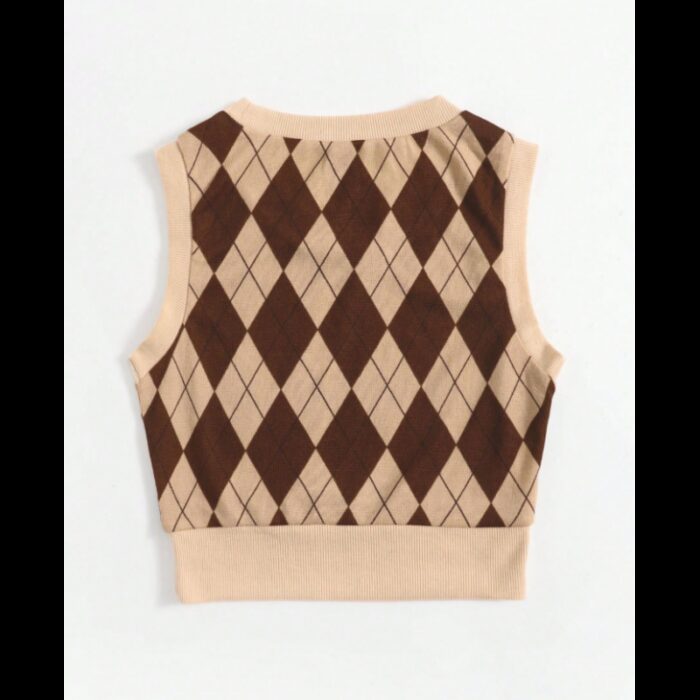 ⁦بلوزة كت نسائية لون بني وبيج⁩ - الصورة ⁦2⁩