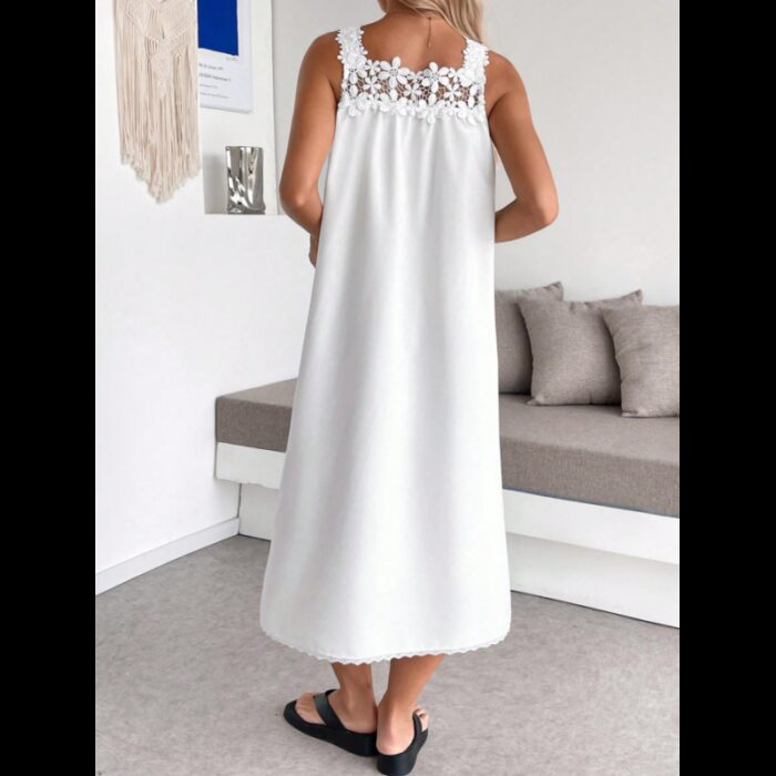 ⁦فستان ستاتي لون ابيض⁩ - الصورة ⁦4⁩