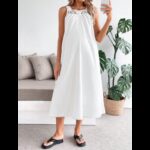 ⁦فستان ستاتي لون ابيض⁩ - الصورة ⁦5⁩