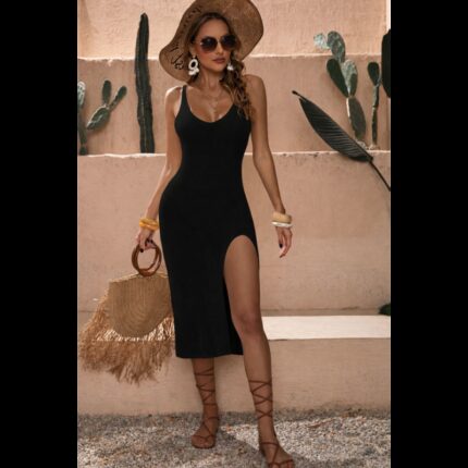 فستان ستاتي لون اسود