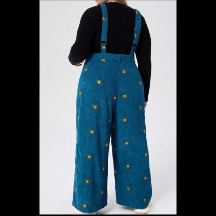 ⁦افرهول مخمل بأرجل عريضة ستاتي لون ازرق تركواز غامق⁩ - الصورة ⁦3⁩