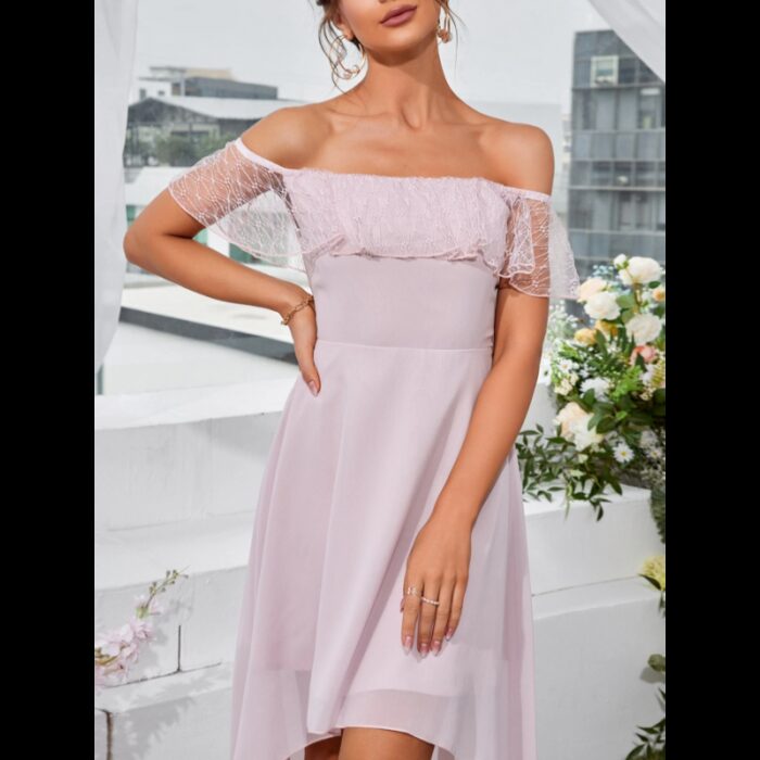 ⁦فستان سهرة ستاتي لون زهري⁩ - الصورة ⁦2⁩