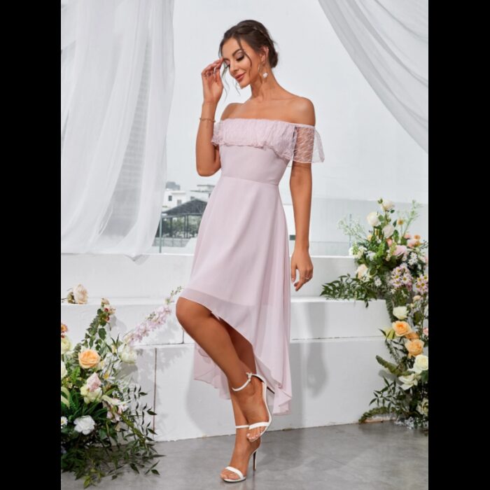 ⁦فستان سهرة ستاتي لون زهري⁩ - الصورة ⁦3⁩