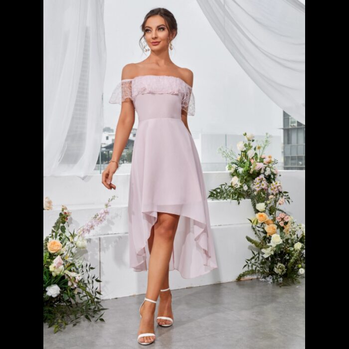 ⁦فستان سهرة ستاتي لون زهري⁩ - الصورة ⁦4⁩