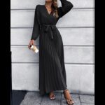 ⁦فستان ستاتي لون اسود⁩ - الصورة ⁦2⁩