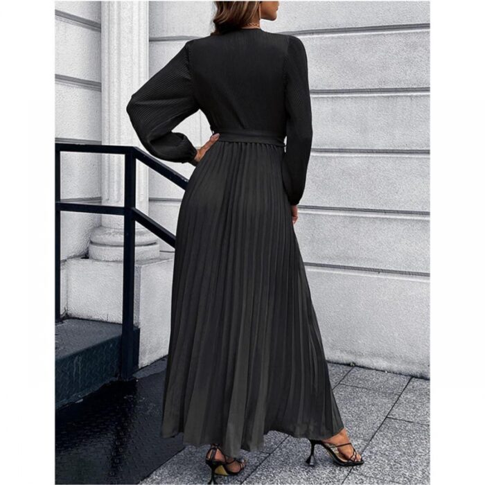 ⁦فستان ستاتي لون اسود⁩ - الصورة ⁦3⁩