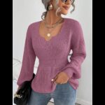 بلوزة صوف نسائي لون بنفسجي