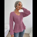 ⁦بلوزة صوف نسائي لون بنفسجي⁩ - الصورة ⁦4⁩