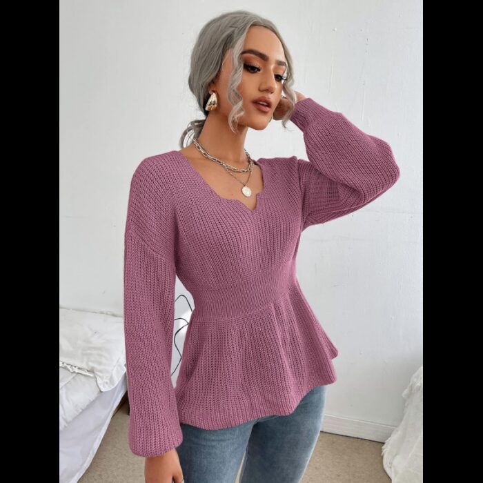 ⁦بلوزة صوف نسائي لون بنفسجي⁩ - الصورة ⁦4⁩