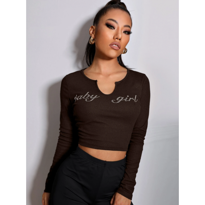 ⁦بلوزة بأكمام طويلة نسائي لون أسود⁩ - الصورة ⁦1⁩