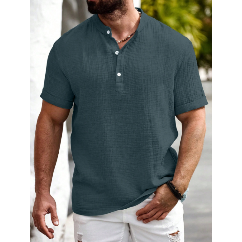 ⁦تيشيرت نص كم رجالي لون اخضر⁩ - الصورة ⁦1⁩