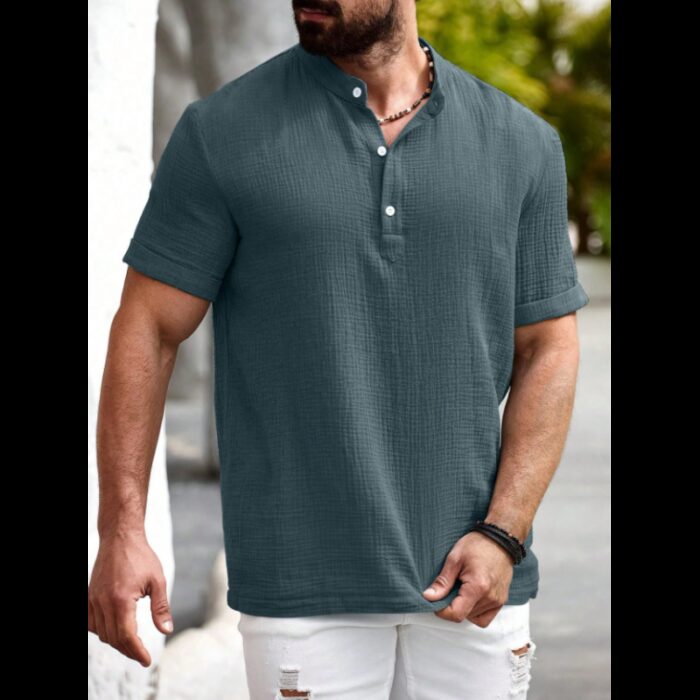 ⁦تيشيرت نص كم رجالي لون اخضر⁩ - الصورة ⁦3⁩