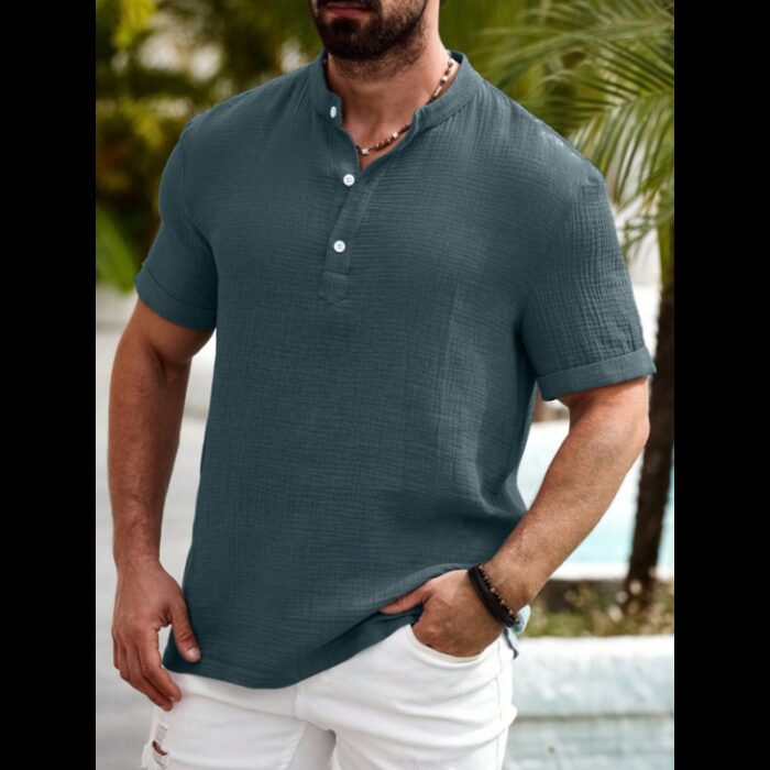 ⁦تيشيرت نص كم رجالي لون اخضر⁩ - الصورة ⁦4⁩