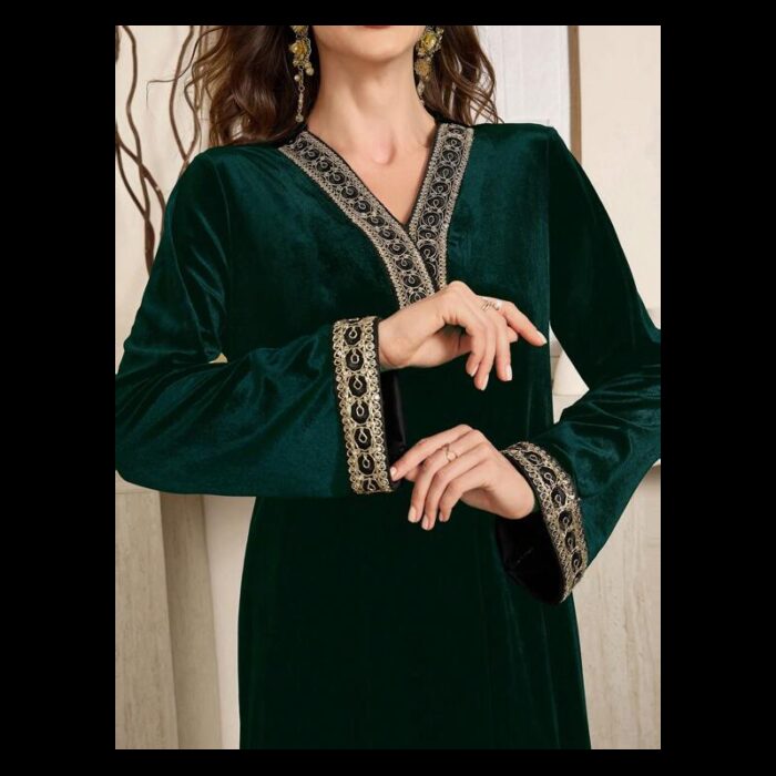 ⁦فستان مزخرف تراثي نسائي لون اخضر⁩ - الصورة ⁦7⁩
