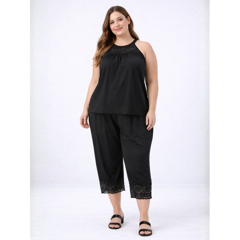 ⁦بجامه ستاتي قطعتين بلوزه كت وبنطلون لون اسود⁩ - الصورة ⁦1⁩