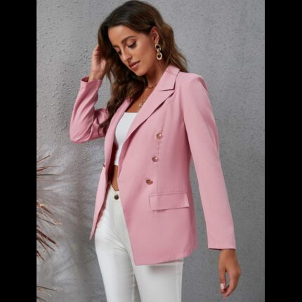 جاكيت رسمي كتان للنساء لون زهري