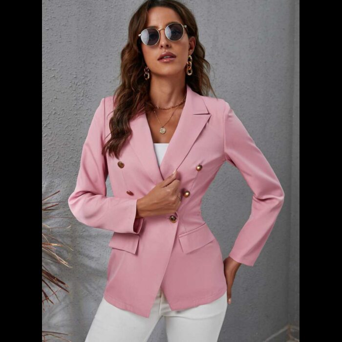 ⁦جاكيت رسمي كتان للنساء لون زهري⁩ - الصورة ⁦3⁩