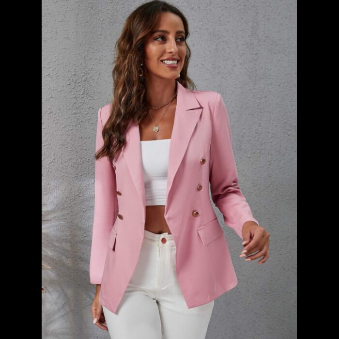 ⁦جاكيت رسمي كتان للنساء لون زهري⁩ - الصورة ⁦6⁩