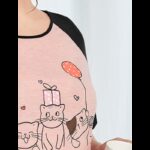 ⁦قميص نوم بيتي قصير للنساء لون زهري واسود⁩ - الصورة ⁦4⁩