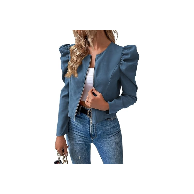 ⁦جاكيت للنساء لون ازرق بترولي⁩ - الصورة ⁦1⁩