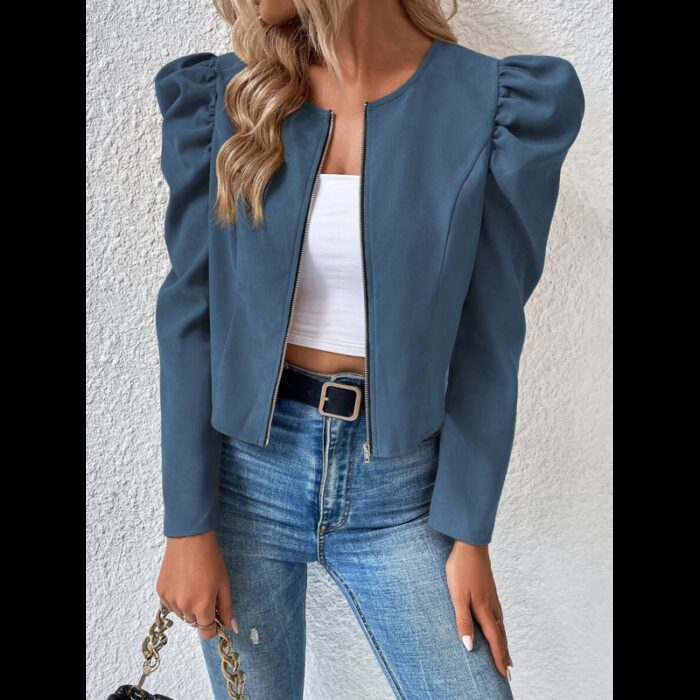 ⁦جاكيت للنساء لون ازرق بترولي⁩ - الصورة ⁦2⁩