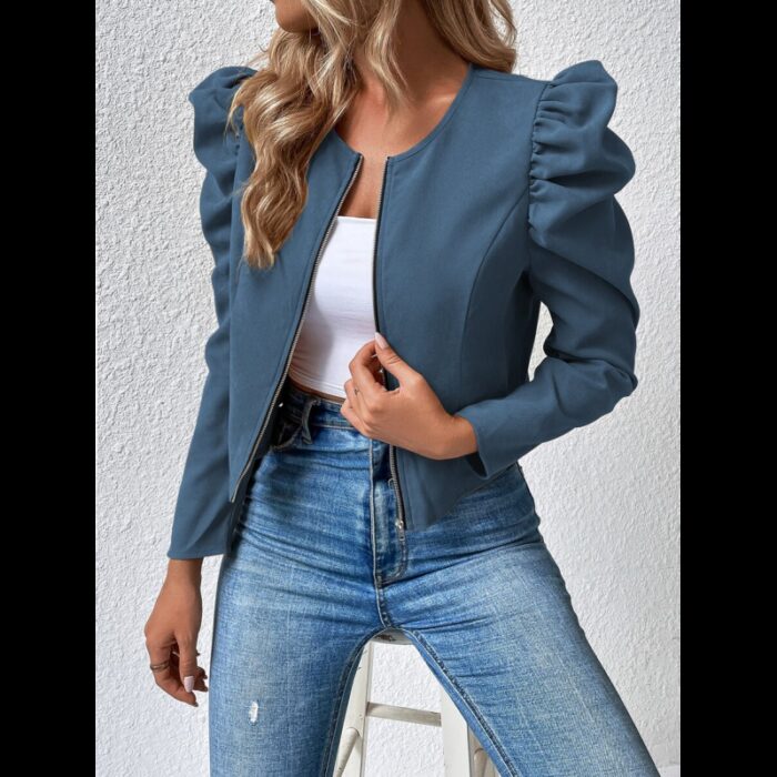 ⁦جاكيت للنساء لون ازرق بترولي⁩ - الصورة ⁦4⁩
