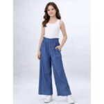 ⁦بنطلون قماش زبدة بناتي لون أزرق⁩ - الصورة ⁦2⁩