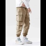 ⁦بنطلون بتصميم جيوب ولادي لون بيج⁩ - الصورة ⁦4⁩