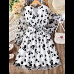 فستان بناتي لون ابيض مورد