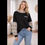 هودي لون اسود وبيج