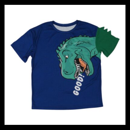 تيشيرت نص كم ولادي برسمة دنياصور لون ازرق