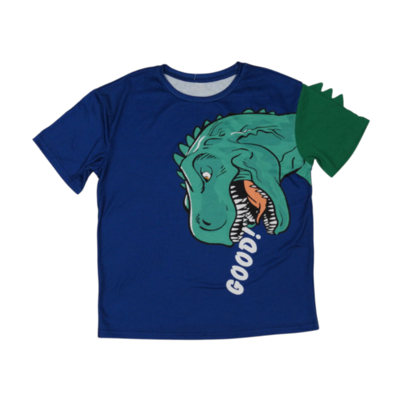 ⁦تيشيرت نص كم ولادي برسمة دنياصور لون ازرق⁩ - الصورة ⁦1⁩