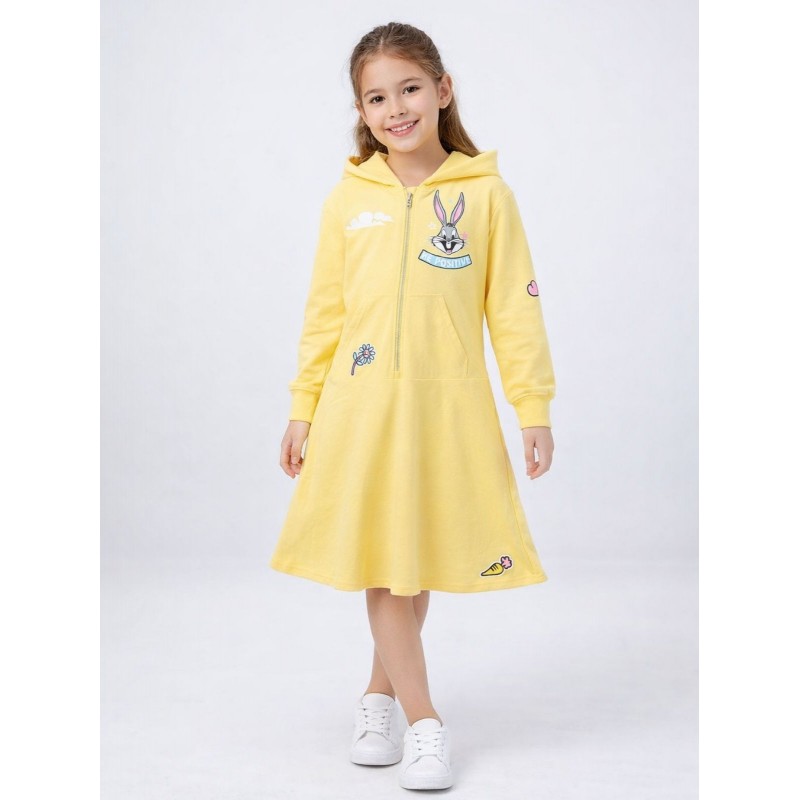 ⁦فستان برسمة ارنب مع طاقية بناتي لون اصفر⁩ - الصورة ⁦1⁩