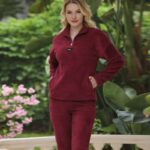 بجامة فرو نسائية بتصميم كتابة كاليفورنيا لون خمري