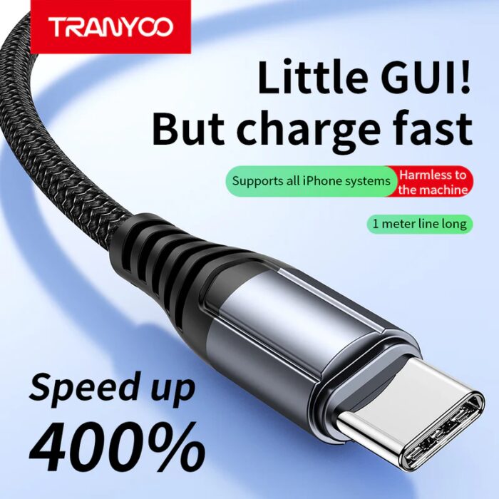 ⁦TRANYOO T-S15C Cable (USB-Type C) 1M⁩ - الصورة ⁦2⁩