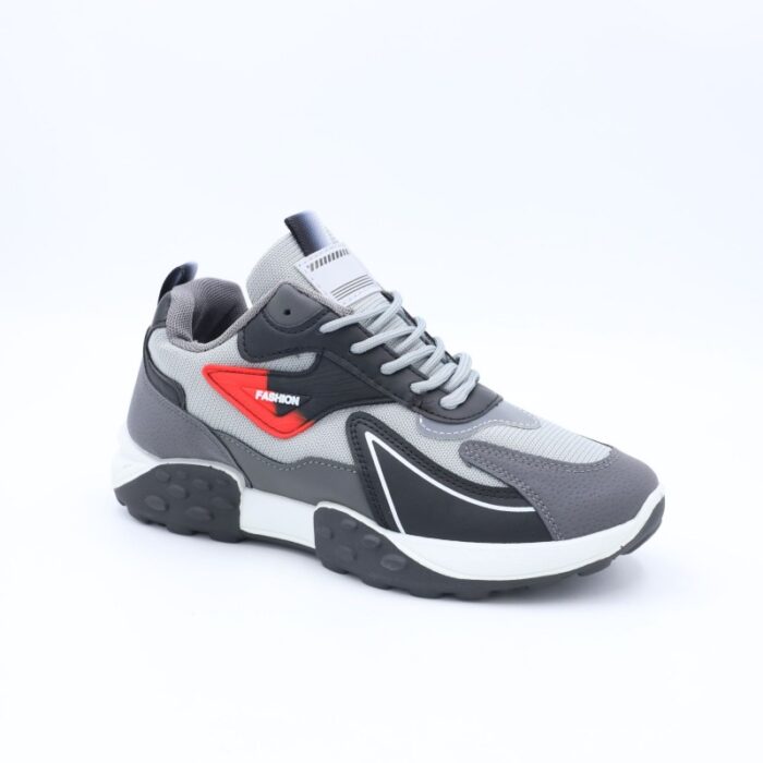 ⁦حذاء رياضي رجالي لون رمادي وأحمر⁩ - الصورة ⁦2⁩