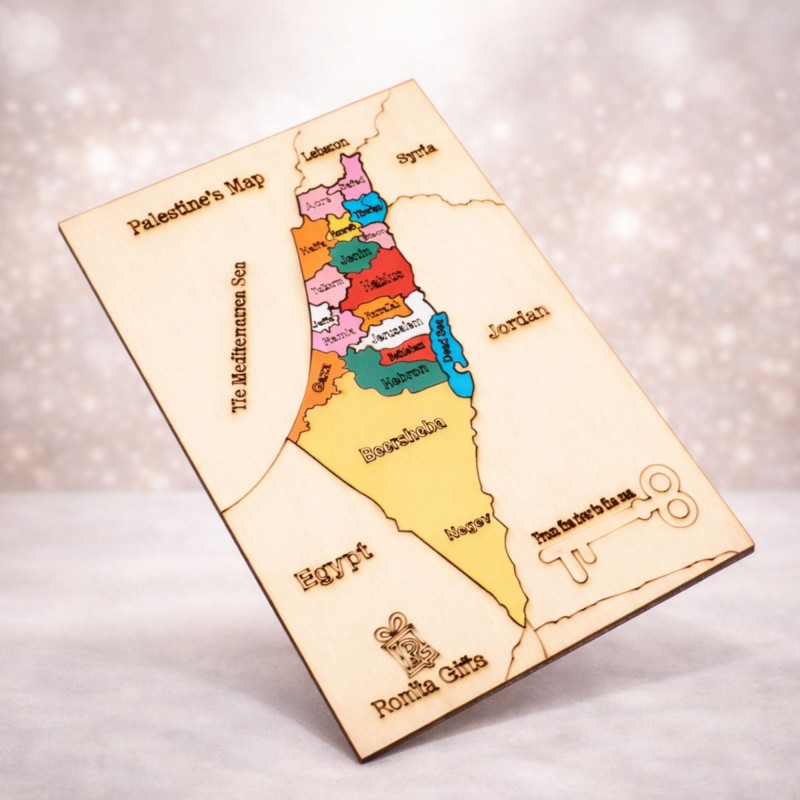 ⁦العاب تعليميه بزل خشب خارطه فلسطين انجليزي حجم 20*30 سم⁩ - الصورة ⁦1⁩