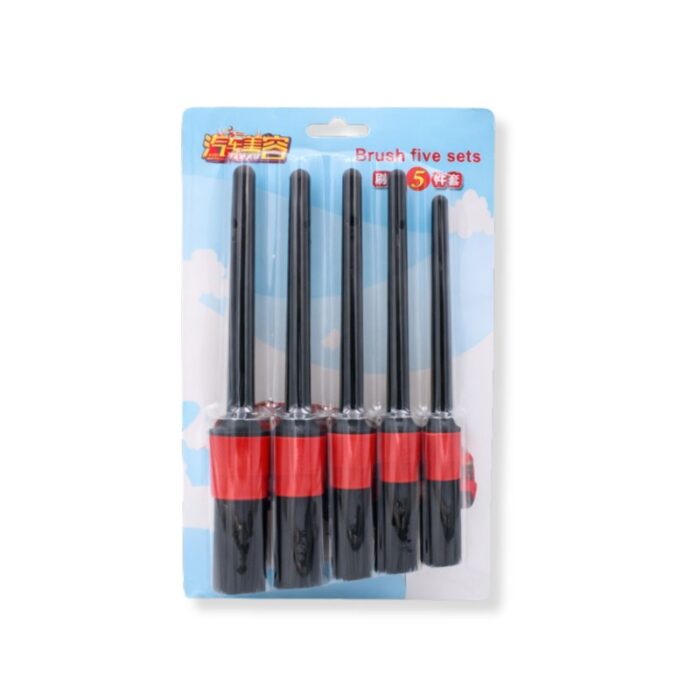 ⁦طقم فراشي تنظيف السيارة 5 قطع مختلفة الاحجام للوصل الى كافة اجزاء السيارة⁩ - الصورة ⁦2⁩