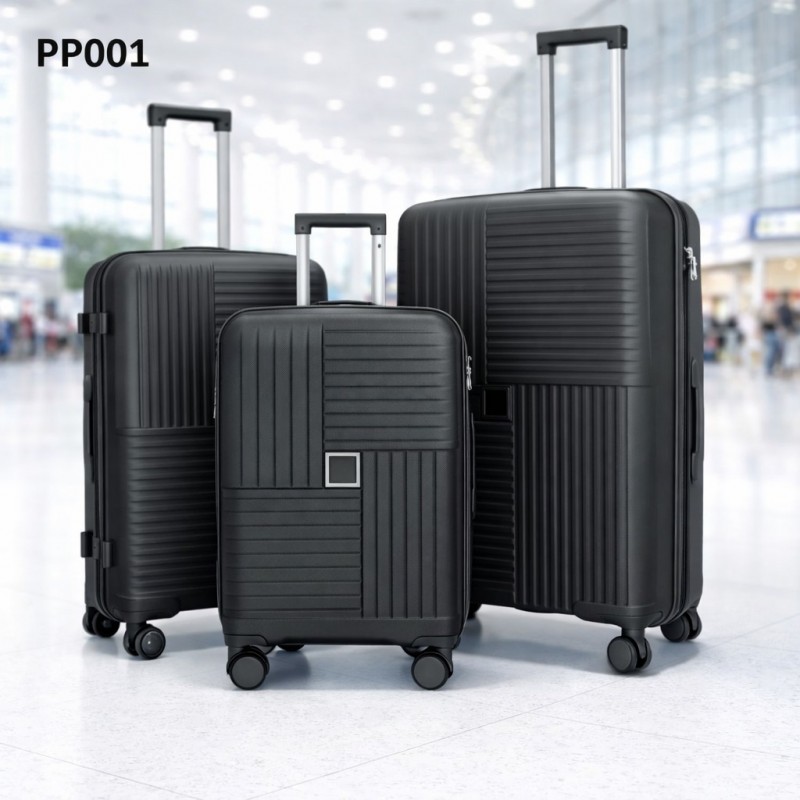 ⁦طقم شنط سفر 3 قطع بأحجام مختلفة لون اسود⁩ - الصورة ⁦1⁩