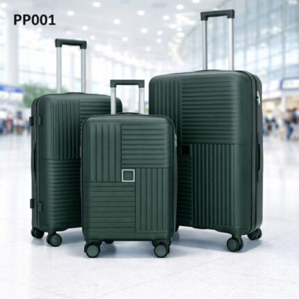 طقم شنط سفر 3 قطع بأحجام مختلفة لون اخضر غامق