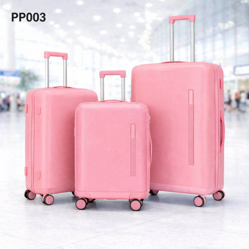 ⁦طقم شنط سفر 3 قطع بأحجام مختلفة لون زهري⁩ - الصورة ⁦1⁩