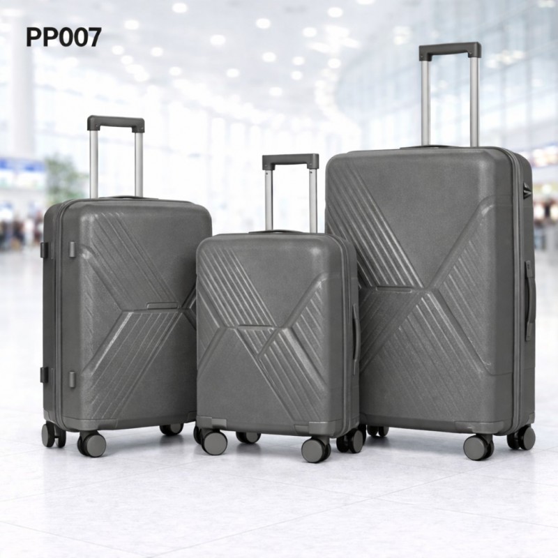 ⁦طقم شنط سفر 3 قطع بأحجام مختلفة لون رمادي غامق⁩ - الصورة ⁦1⁩